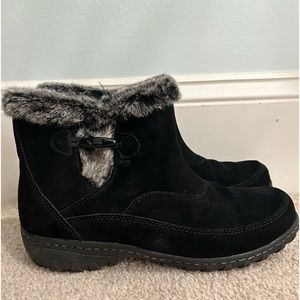 KHOMBU Gracie Suede Leather Fur Trim Winter Boots